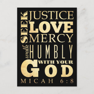 Christelijke Bijbelversie van Scripts - Micah 6:8 Briefkaart