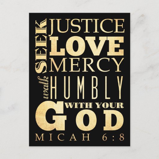 Christelijke Bijbelversie van Scripts - Micah 6:8 Briefkaart (Voorkant)