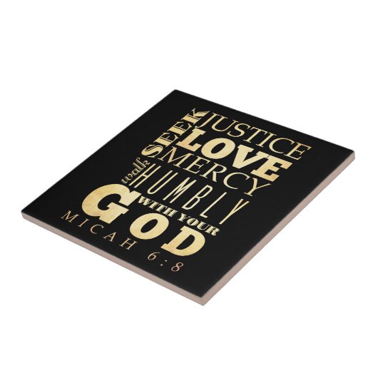 Christelijke Bijbelversie van Scripts - Micah 6:8 Tegeltje (Zijkant)