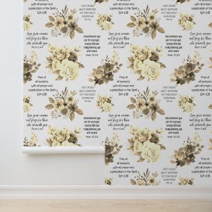Christelijke Bijbelverzen op GEBED Bloemen Behang
