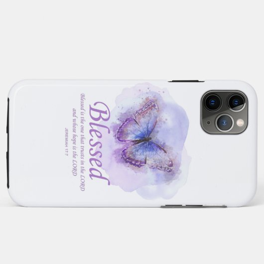 Christelijke bijbelvlinder voor vrouwen: Gezegend Case-Mate iPhone Case (Achterkant (horizontaal))