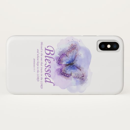 Christelijke bijbelvlinder voor vrouwen: Gezegend Case-Mate iPhone Case (Achterkant (horizontaal))