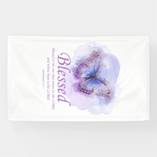 Christelijke bijbelvlinder voor vrouwen: Gezegend Spandoek (Horizontaal)