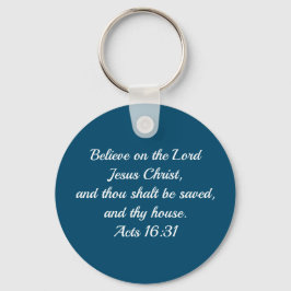 Christelijke Bijbelwet 16:31 Blauw Sleutelhanger