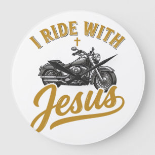 Christelijke Biker Ik Rijd Met Jezus Vintage Motor Grote Klok