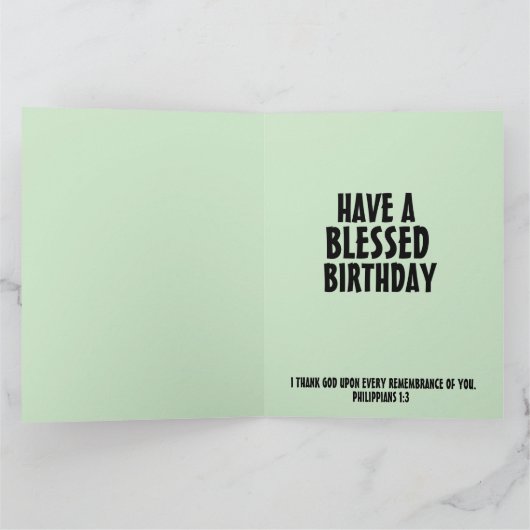 CHRISTELIJKE BIRTHDAY GIRL & CAT ART PHILIPPIANS 1 KAART (Binnen)