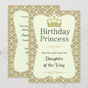 Christelijke Birthday Princess Gold en Cream Damas Kaart