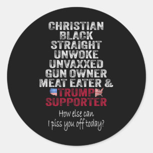 Christelijke Black Straight Trump-supporter Ontwaa Ronde Sticker