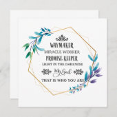 Christelijke Blauwe Floral Wreath Bedankkaart (Voorkant / Achterkant)