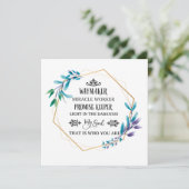 Christelijke Blauwe Floral Wreath Bedankkaart (Staand voorkant)