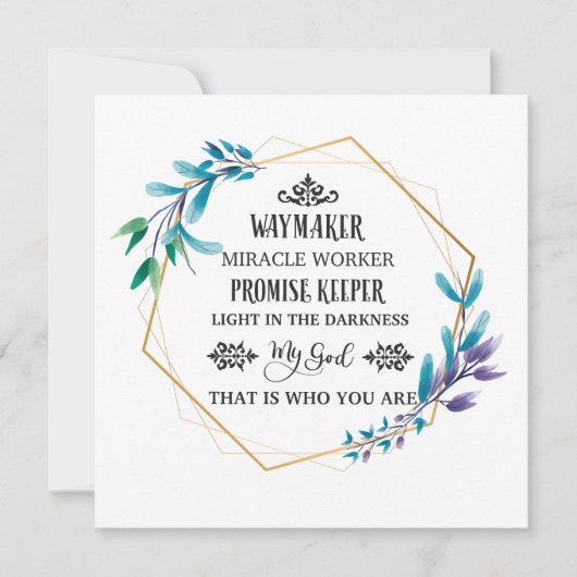 Christelijke Blauwe Floral Wreath Bedankkaart (Voorkant)