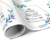 Christelijke Blauwe Floral Wreath Cadeaupapier (Rol Hoek)