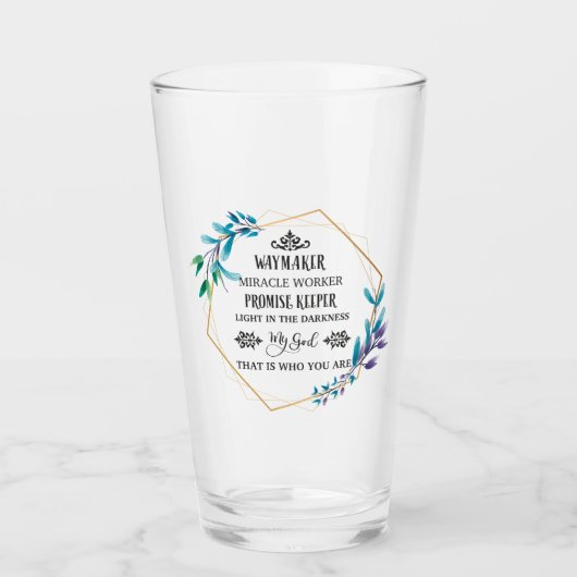 Christelijke Blauwe Floral Wreath Glas (Voorkant)