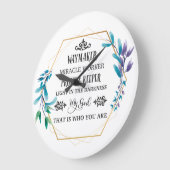 Christelijke Blauwe Floral Wreath Grote Klok (Hoek)