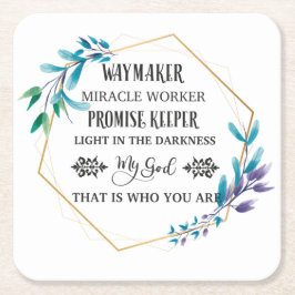 Christelijke Blauwe Floral Wreath Kartonnen Onderzetters