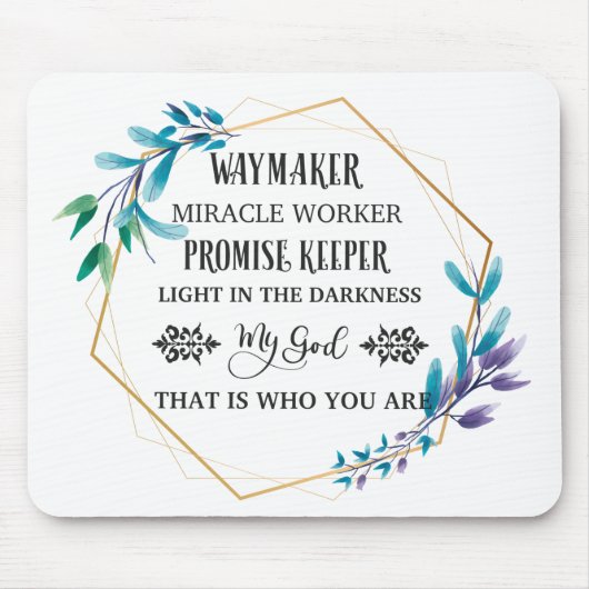 Christelijke Blauwe Floral Wreath Muismat (Voorkant)