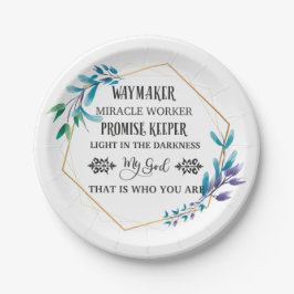 Christelijke Blauwe Floral Wreath Papieren Bordje