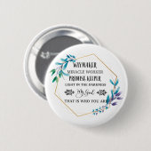 Christelijke Blauwe Floral Wreath Ronde Button 5,7 Cm (Voorkant /achterkant)