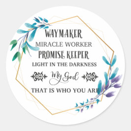 Christelijke Blauwe Floral Wreath Ronde Sticker