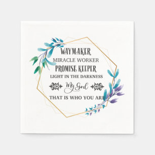 Christelijke Blauwe Floral Wreath Servet