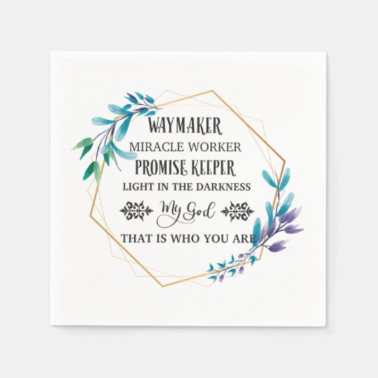 Christelijke Blauwe Floral Wreath Servet (Voorkant)