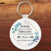 Christelijke Blauwe Floral Wreath Sleutelhanger (Voorkant)