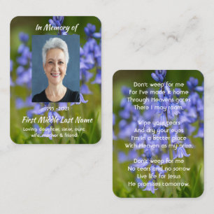 Christelijke Blauwe Klokjes Bloemen Herinneringsso Visitekaartje