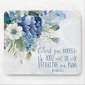 Christelijke Blauwe Marmer Marmer Bijbelse Verse Muismat (Voorkant)