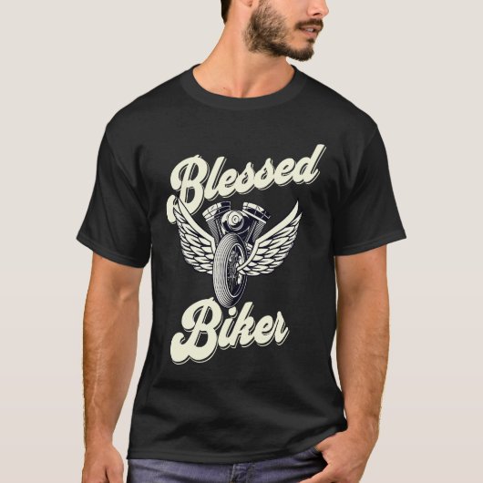 Christelijke BLESSED BIKER-motorfiets T-shirt (Voorkant)