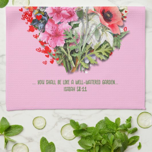 Christelijke BLOEI WAAR JE BENT GEPLANT Roze Bloem Theedoek (Gevouwen)