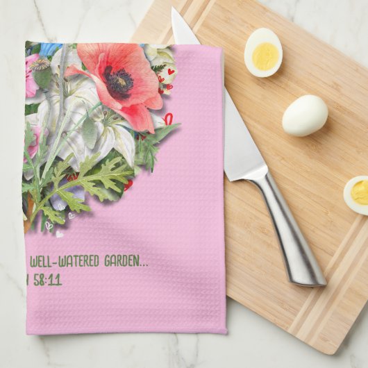 Christelijke BLOEI WAAR JE BENT GEPLANT Roze Bloem Theedoek (Quarter Fold)