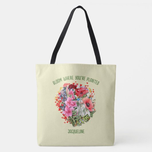 Christelijke BLOEI WAAR JE GEPLANT BENT Gele Bloem Tote Bag (Voorkant)