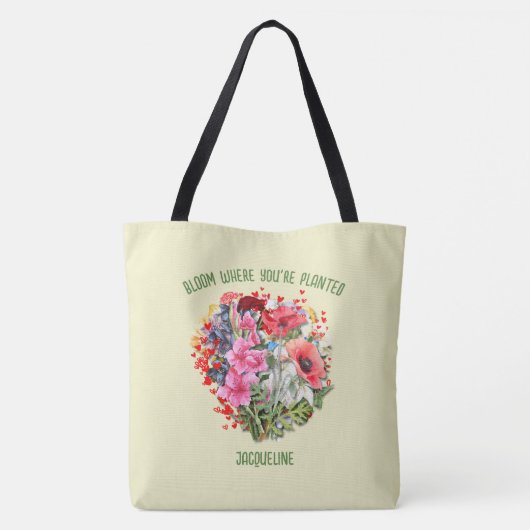 Christelijke BLOEI WAAR JE GEPLANT BENT Gele Bloem Tote Bag (Achterkant)