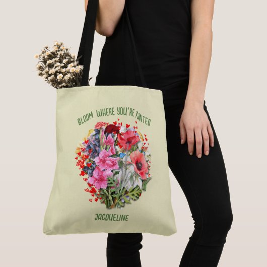 Christelijke BLOEI WAAR JE GEPLANT BENT Gele Bloem Tote Bag (Dichtbij)