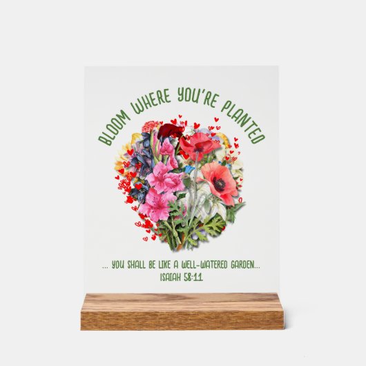 Christelijke BLOEI WAAR U BENT GEPLANT Bloemen Acryl Bord (Voorkant)