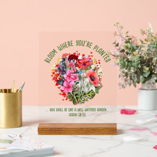 Christelijke BLOEI WAAR U BENT GEPLANT Bloemen Acryl Bord (Huwelijk)