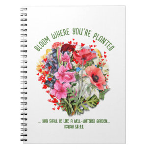 Christelijke BLOEI WAAR U BENT GEPLANT Bloemen Notitieboek