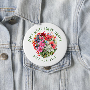 Christelijke BLOEI WAAR U BENT GEPLANT Bloemen Pla Ronde Button 4,0 Cm