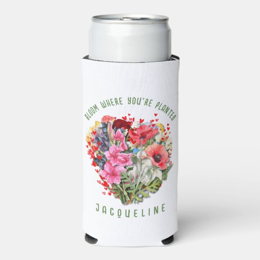 Christelijke BLOEI WAAR U BENT GEPLANT Bloemen Pla Seltzer Blikjeskoeler (Seltzer Voorkant)