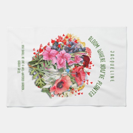 Christelijke BLOEI WAAR U BENT GEPLANT Bloemen Pla Theedoek (Horizontaal)
