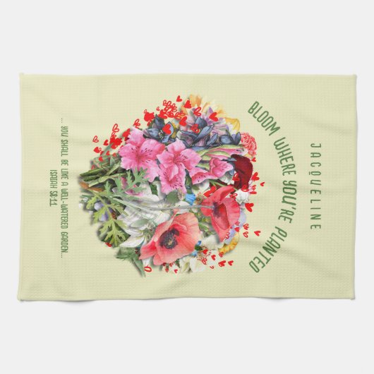 Christelijke BLOEI WAAR U BENT GEPLANT Bloemen Theedoek (Horizontaal)