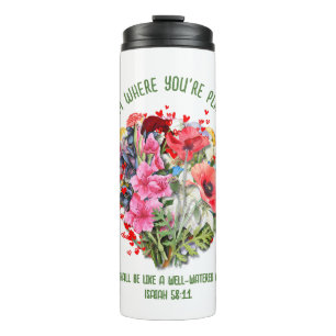 Christelijke BLOEI WAAR U BENT GEPLANT Bloemen Thermosbeker