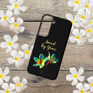 Christelijke bloem "Gered door genade" citaat Samsung Galaxy Hoesje