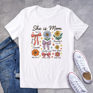 Christelijke Bloemen Ze is Mam Coquette Bows Tri-Blend Shirt