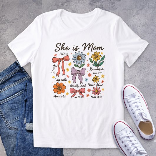 Christelijke Bloemen Ze is Mam Coquette Bows Tri-Blend Shirt