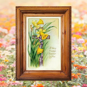  Christelijke Bloemenkruis Jezus Happy Easter Poster