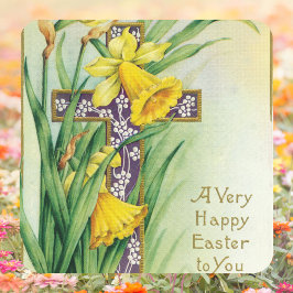  Christelijke Bloemenkruis Jezus Happy Easter Vierkante Sticker