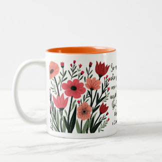 Christelijke bloemenmok tweekleurige koffiemok