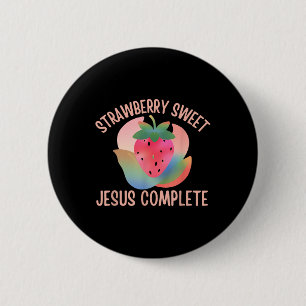 Christelijke Boho Aardbei Sweet Jesus Complete Fru Ronde Button 5,7 Cm
