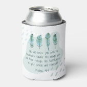 Christelijke Boho Feathers psalm 91:4 Blue Green Blikjeskoeler (Blikje Voorkant)